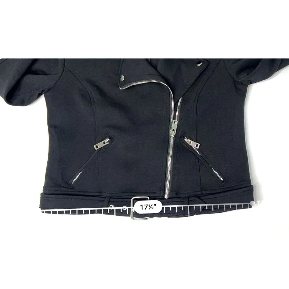 Lulu's Motorcycle‎ Black Rayon Jacket Retro Exposed Zippers XS 60s Bikercore